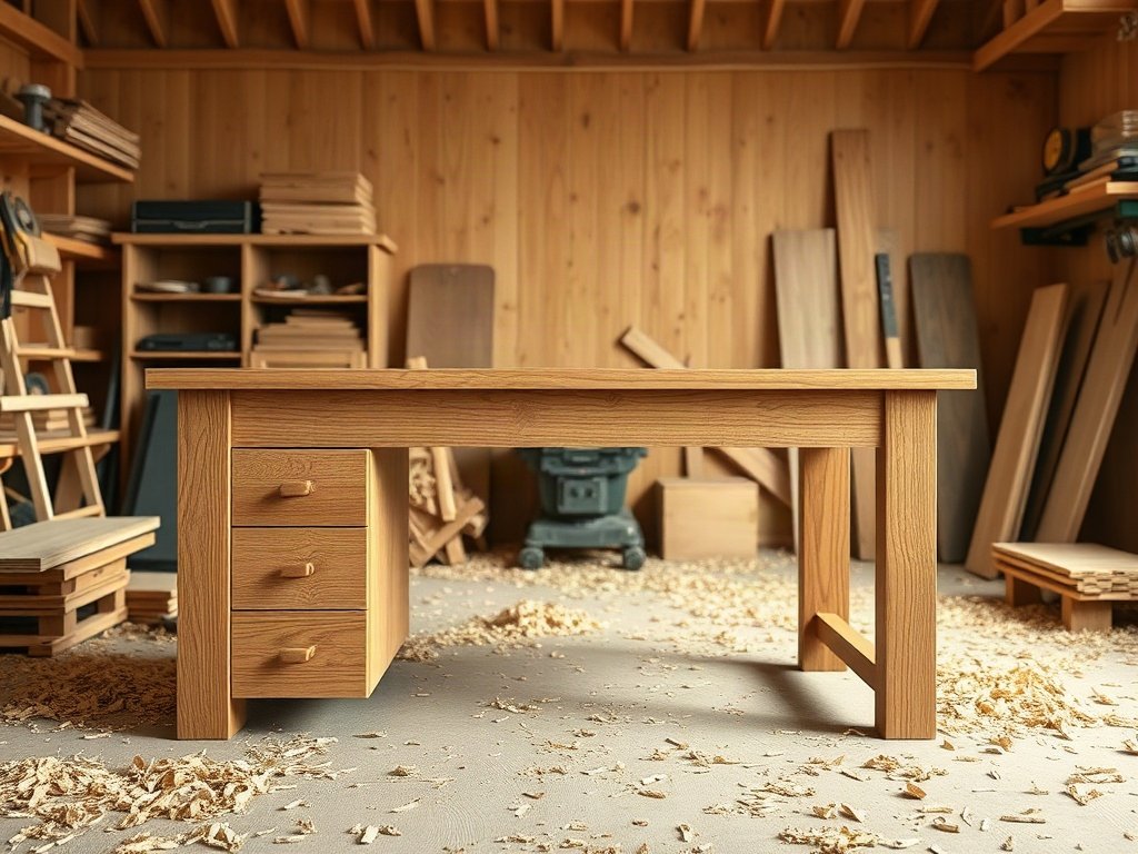 Bàn làm việc chất lượng quận 7 đang gia công tại xưởng gỗ tự nhiên