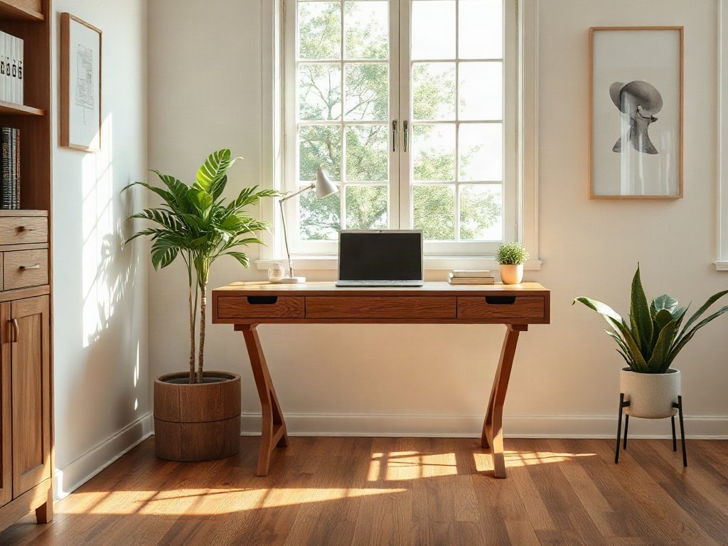 5 cách chọn bàn làm việc hợp phong thủy và công năng Bàn làm việc gỗ đặt gần cửa sổ theo phong thủy vượng khí