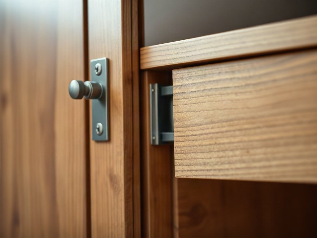Bản lề và ray trượt ngăn kéo tủ quần áo phòng ngủ gỗ tự nhiên