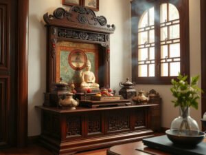 Bàn thờ ông địa tại TPHCM bằng gỗ tự nhiên chạm khắc tinh tế