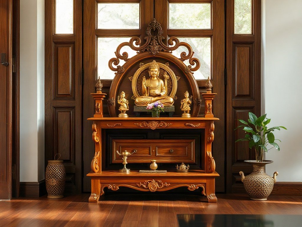 Bàn thờ ông địa tại TPHCM đặt gần cửa ra vào đón tài lộc