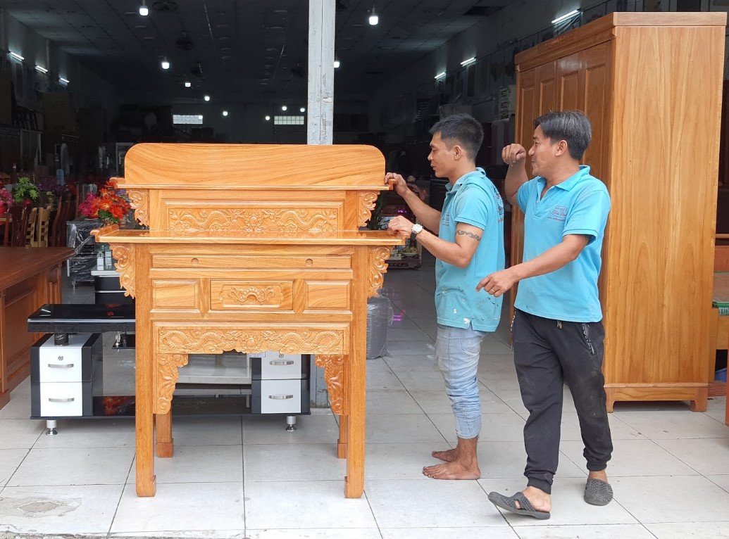 Tủ thờ bụng phệ gỗ gõ đỏ tự nhiên 3468
