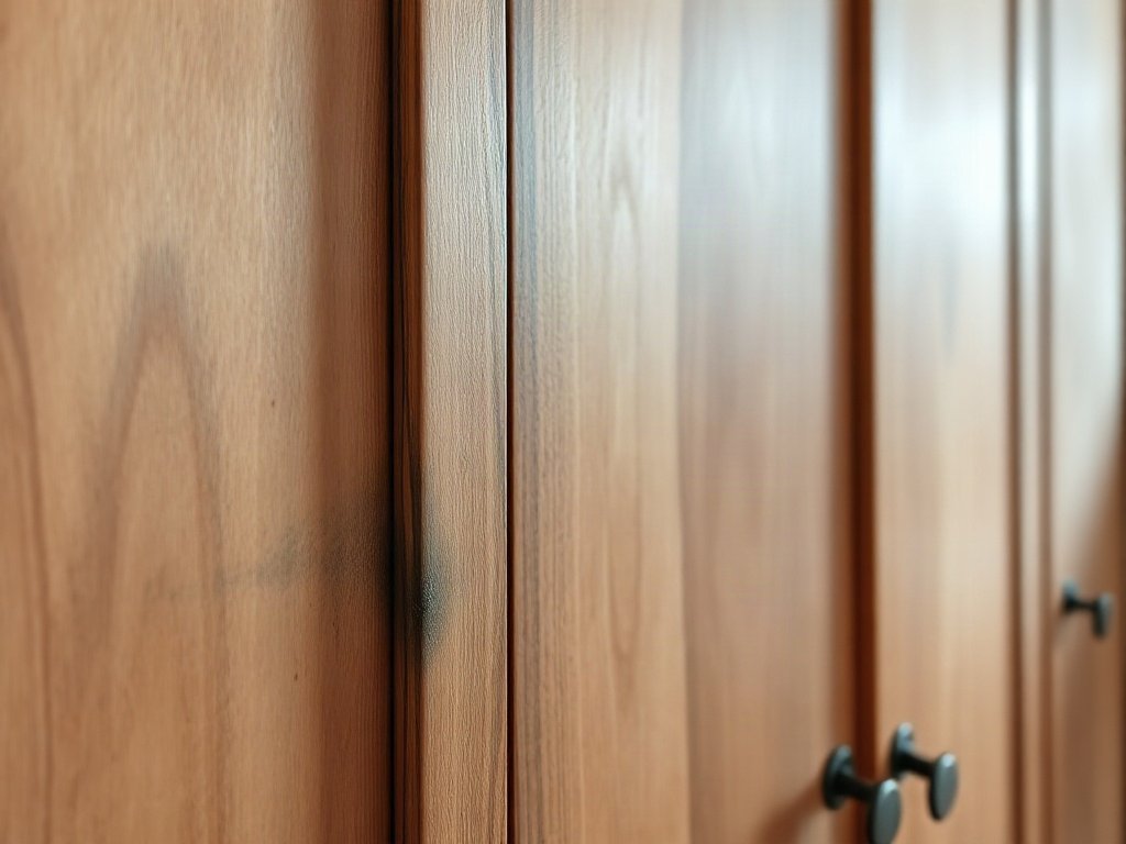 Cách Bảo Quản Tủ Quần Áo Tránh Ẩm Mốc Hiệu Quả Bề mặt tủ gỗ bị ẩm mốc cần xử lý sớm