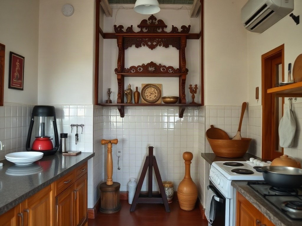 Bếp nấu gần bàn thờ gia tiên