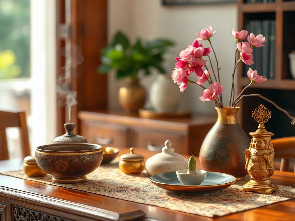 Bố cục vật phẩm trên bàn thờ ông địa đúng chuẩn thờ cúng