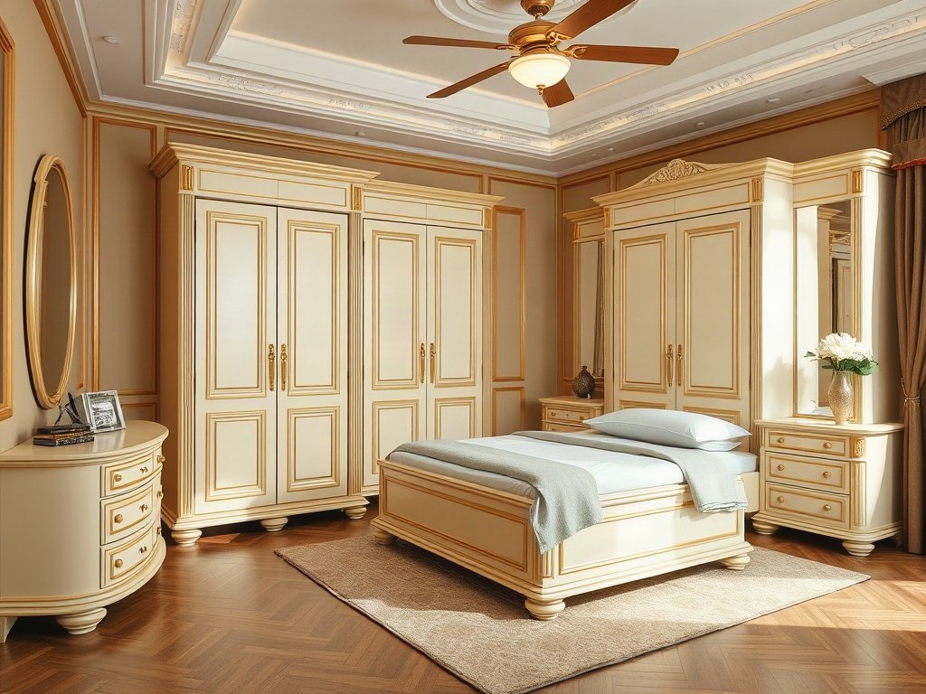 Bộ nội thất phòng ngủ tân cổ điển hoàn chỉnh trong căn hộ nhỏ
