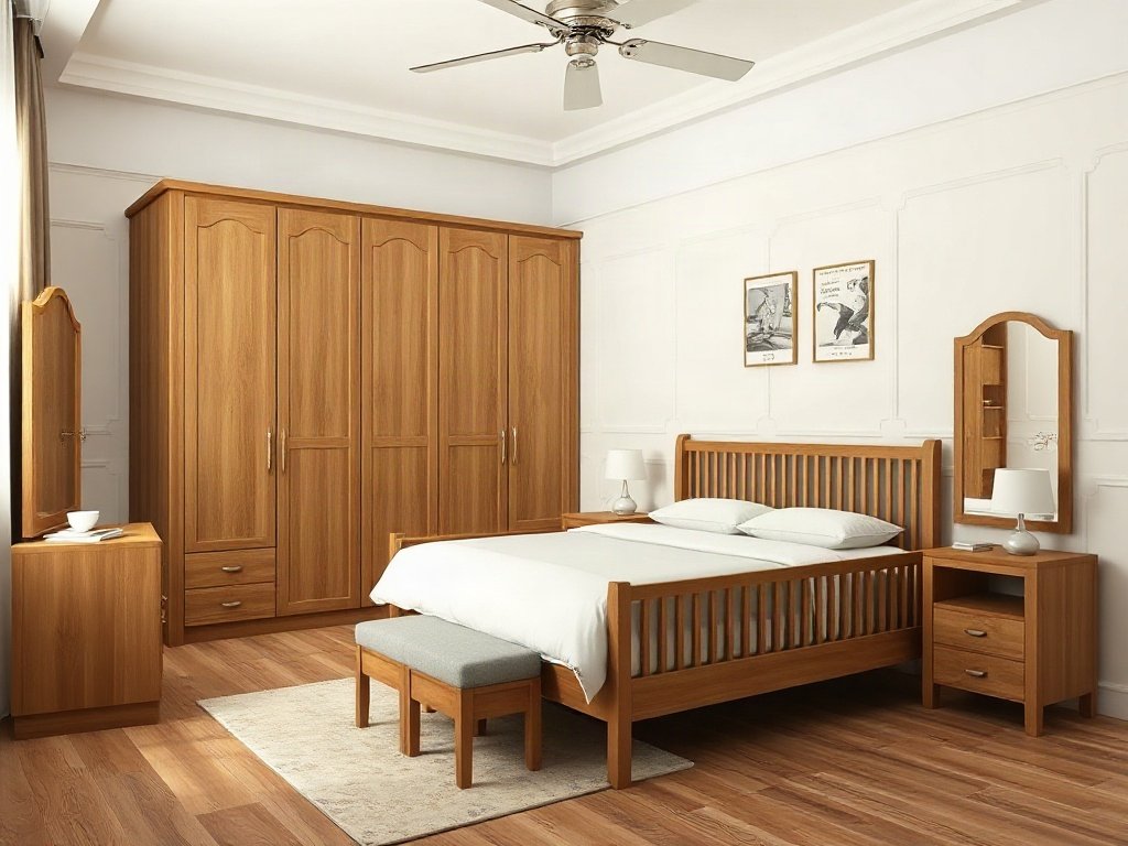 Bộ phòng ngủ cao cấp tại tphcm Bộ phòng ngủ đầy đủ giường tủ bàn trang điểm trong căn hộ hiện đại