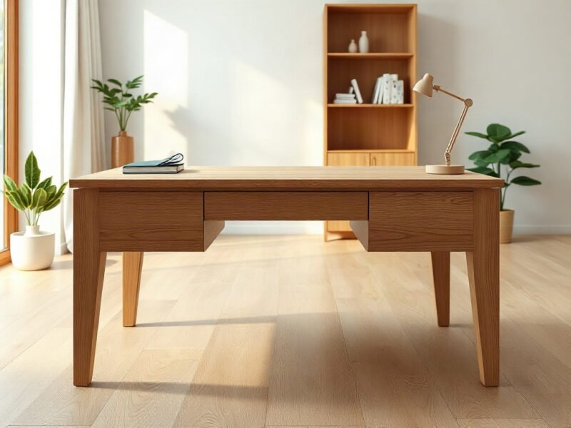 5 cách chọn bàn làm việc hợp phong thủy và công năng Cách chọn bàn làm việc hợp bằng gỗ tự nhiên đặt trong phòng làm việc