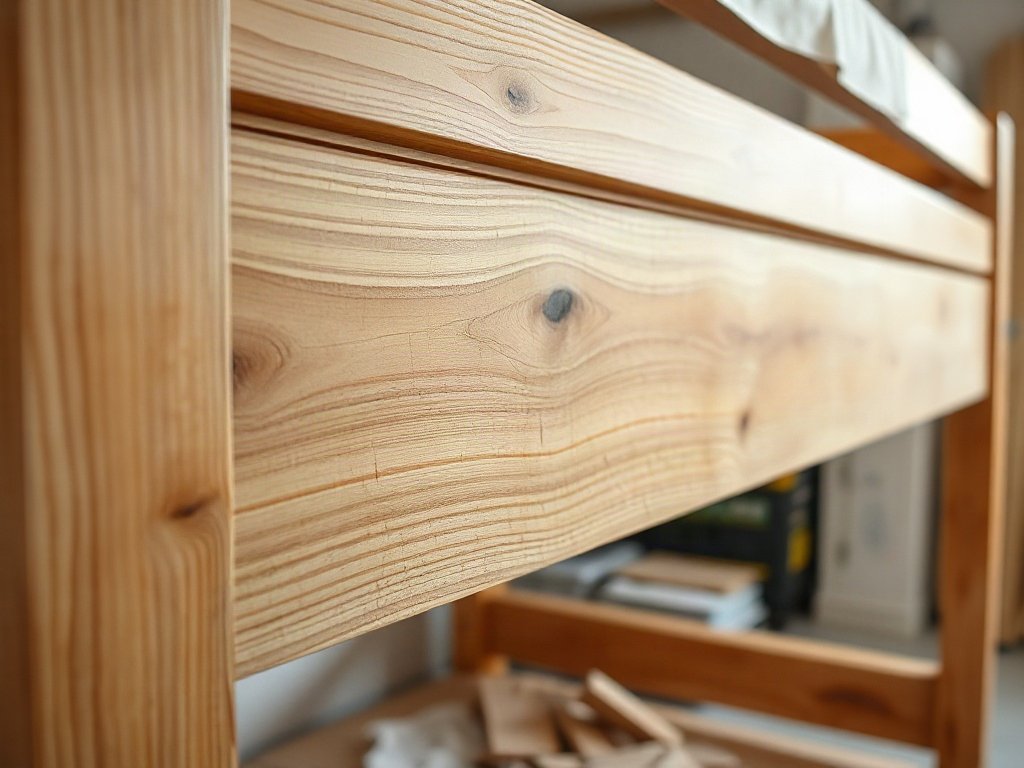 Giường 2 tầng tại quận 8 đẹp bền chắc chắn tiện lợi Cận cảnh vân gỗ tự nhiên trên khung giường 2 tầng cao cấp