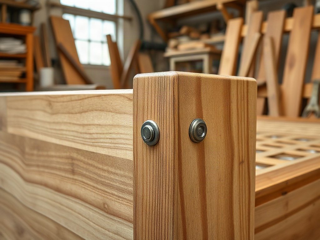 7 lợi ích khi mua giường gỗ công nghiệp tại Quận 6 Chi tiết mối ghép ke góc và nẹp cạnh giường gỗ công nghiệp