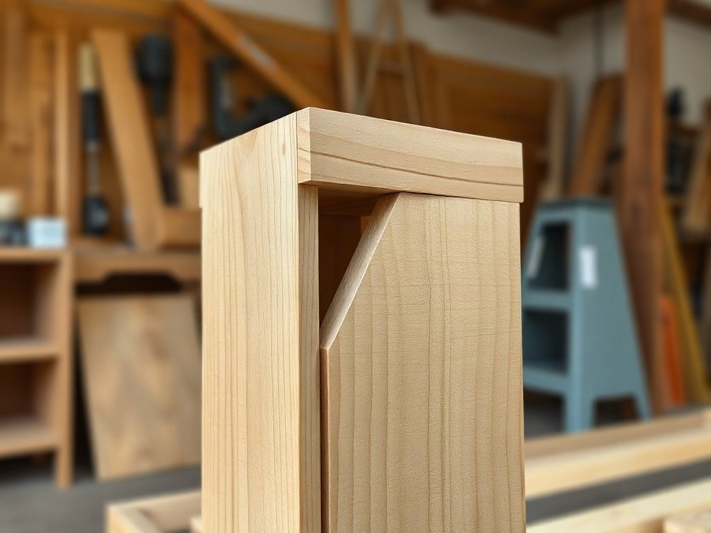 Chi tiết mộng ghép âm dương ở góc khung giường gỗ tự nhiên