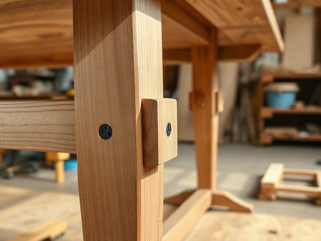 Chi tiết mộng ghép chân bàn giám đốc gỗ tự nhiên chắc chắn