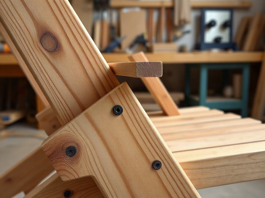 Chi tiết mộng ghép gỗ chắc chắn trên khung ghế bố