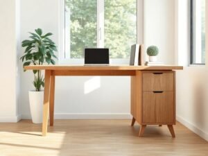 Cửa hàng bán bàn làm việc hiện đại gần đây trưng bày bàn gỗ tự nhiên