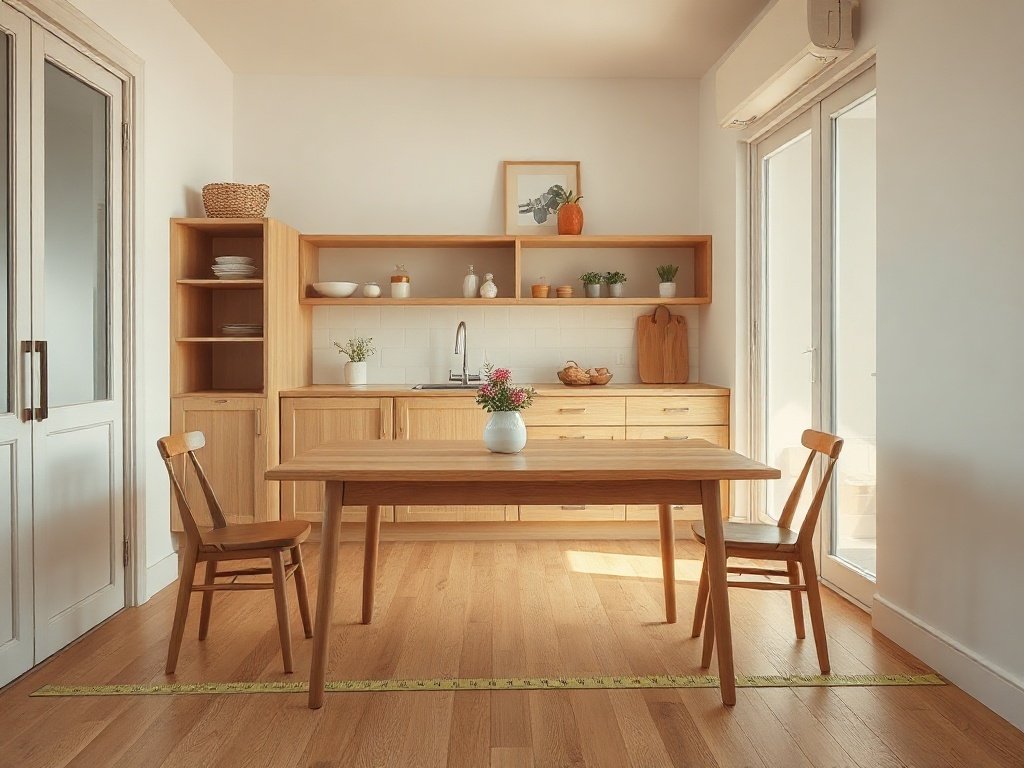 7 Cách Chọn Bàn Ăn Phù Hợp Cho Bếp Đo khoảng cách bàn ăn với tường trong bếp nhỏ trước khi mua