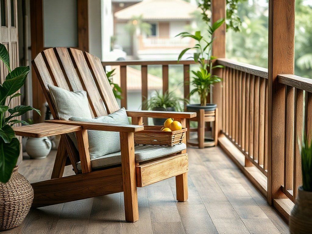 Ghế bố cải tạo thêm đệm lót và khay để đồ tiện ích