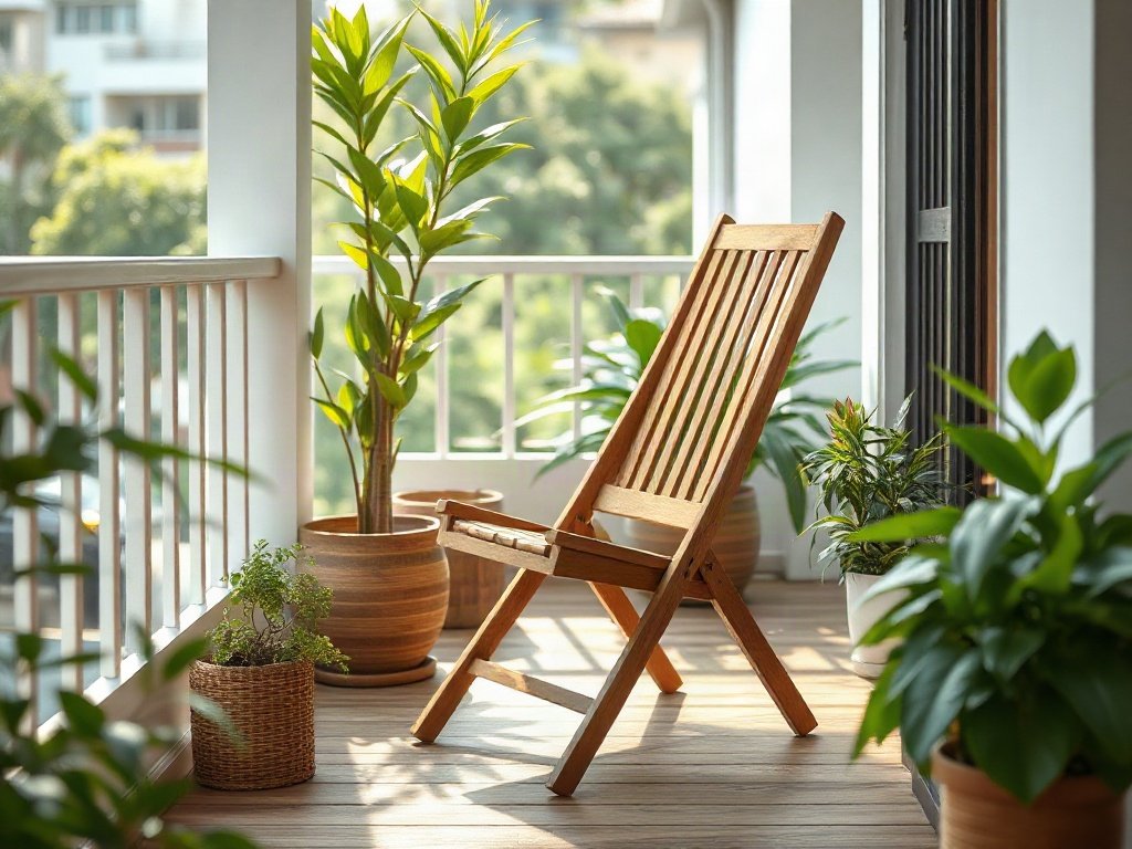 Ghế bố đón ánh sáng gió tự nhiên ngoài ban công