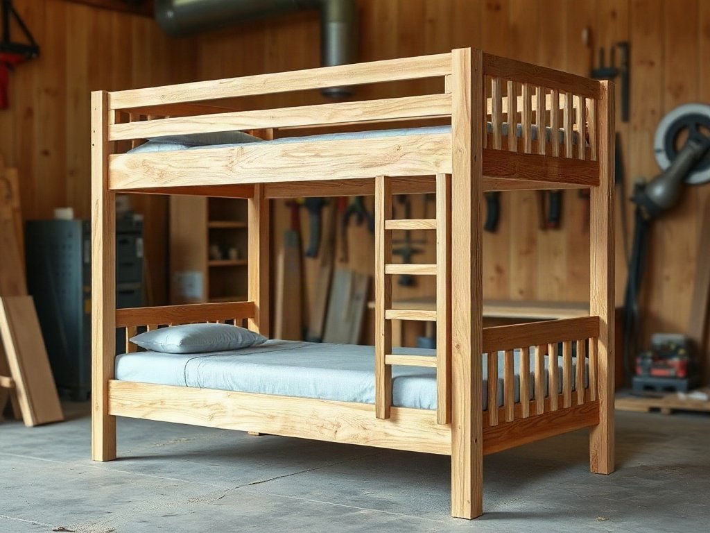 Giường 2 tầng tại quận 8 đẹp bền chắc chắn tiện lợi Giường 2 tầng gỗ tự nhiên hoàn thiện trưng bày tại xưởng mộc