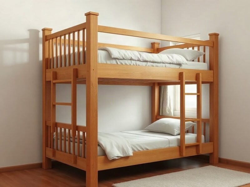 Giường 2 tầng tại quận 8 đẹp bền chắc chắn tiện lợi Giường 2 tầng tại quận 8 bằng gỗ tự nhiên đặt trong phòng ngủ ấm cúng