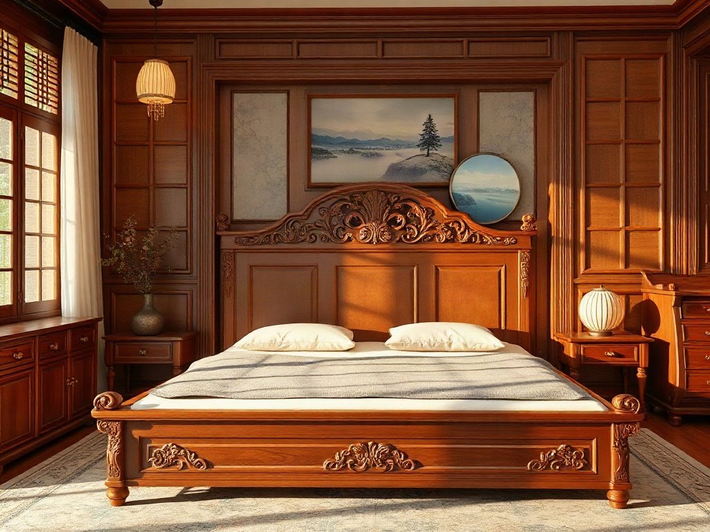 5 sai lầm khi lựa chọn giường gỗ bạn nên tránh Giường gỗ chạm khắc cổ điển phù hợp không gian nhà phố truyền thống