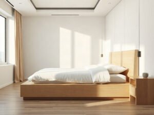 Giường gỗ công nghiệp tại Quận 6 kiểu dáng hiện đại trong phòng ngủ