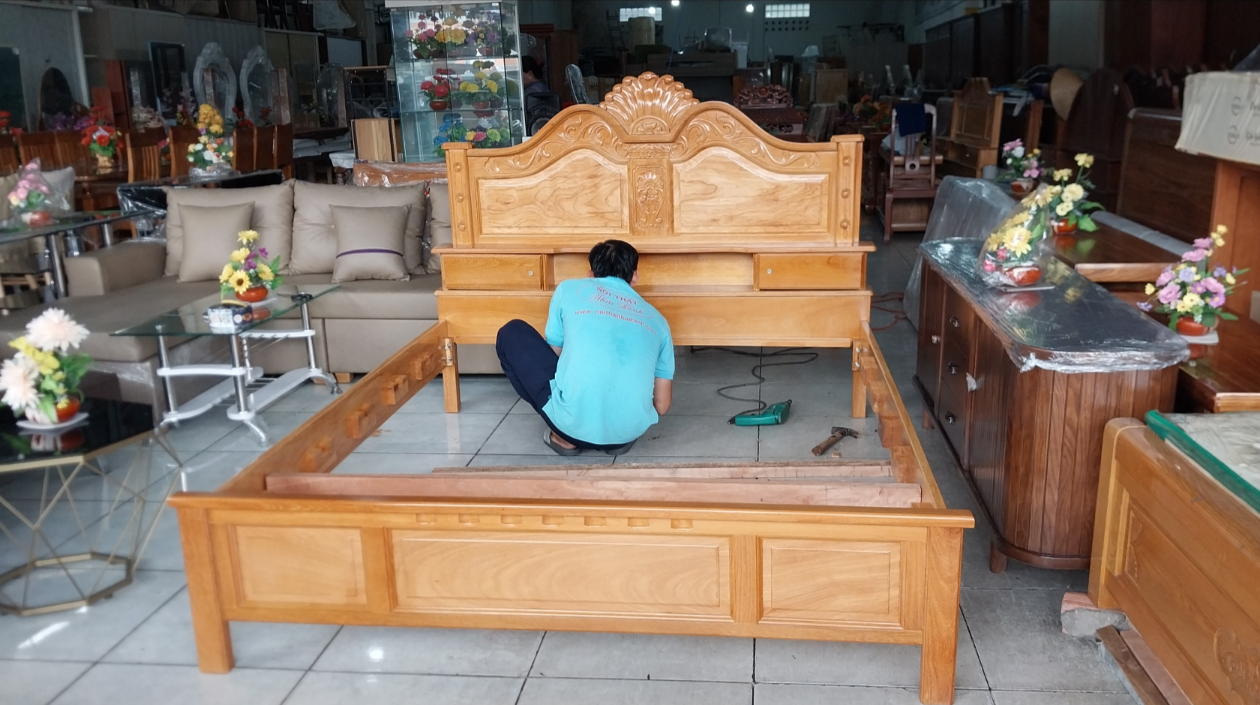 Giường ngủ gỗ gõ đỏ mẫu quạt MS 3097 Giường ngủ gỗ gõ đỏ mẫu quạt MS 3097