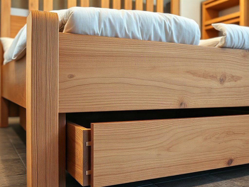 10 mẫu giường ngủ tại TPHCM chất lượng đẹp Giường ngủ gỗ tự nhiên có hộc kéo tận dụng không gian lưu trữ