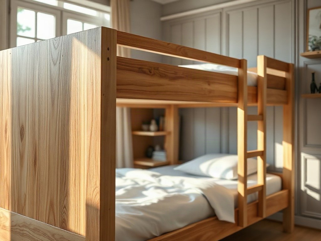 9 Cách Phối Màu Giường Tầng Cho Bé Đẹp, Hài Hòa Giường tầng gỗ tự nhiên nguyên bản cho phòng bé