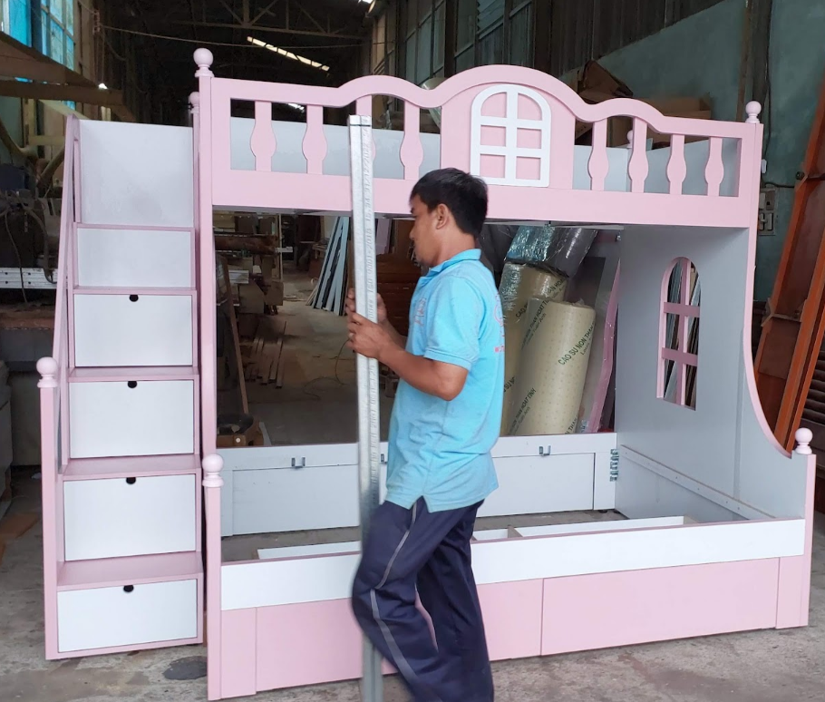 Giường tầng kết hợp bàn học và tủ quần áo MS 2766