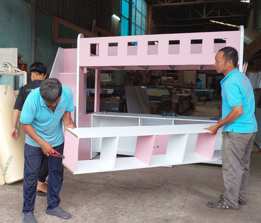 Giường tầng kết hợp bàn học và tủ quần áo MS 2766