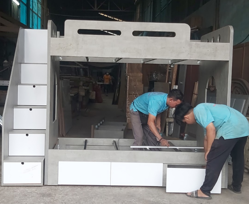Giường tầng kết hợp bàn học và tủ quần áo MS 2766