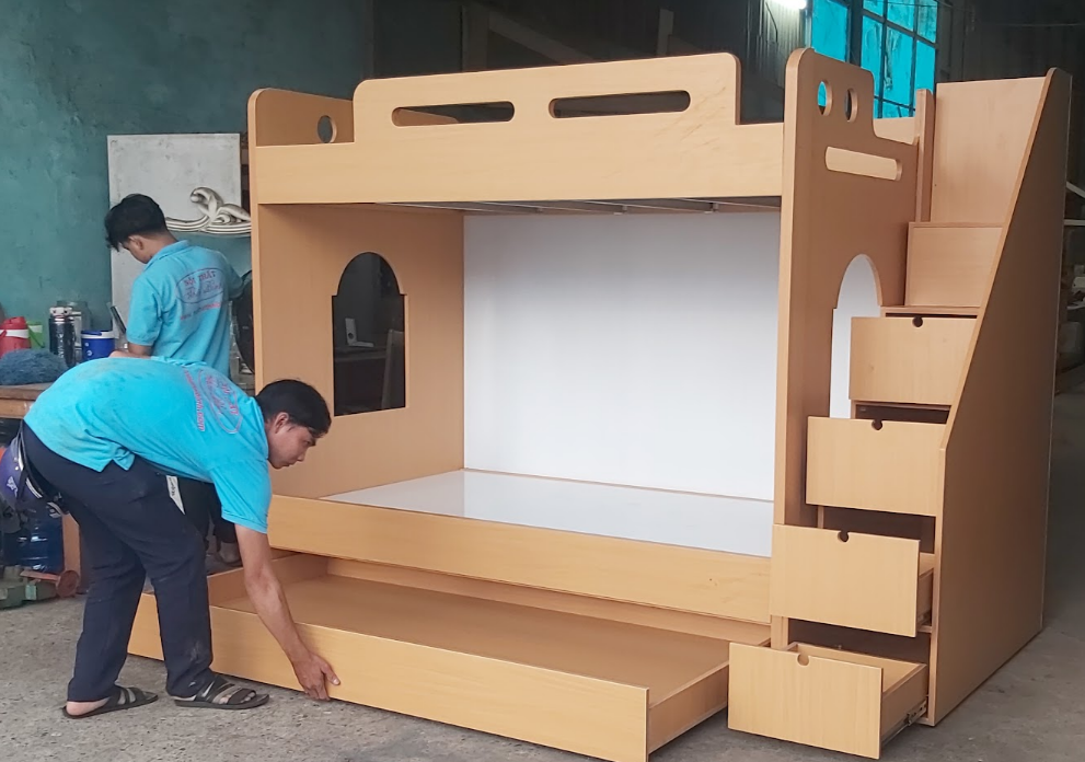 Giường tầng kết hợp bàn học và tủ quần áo MS 2766