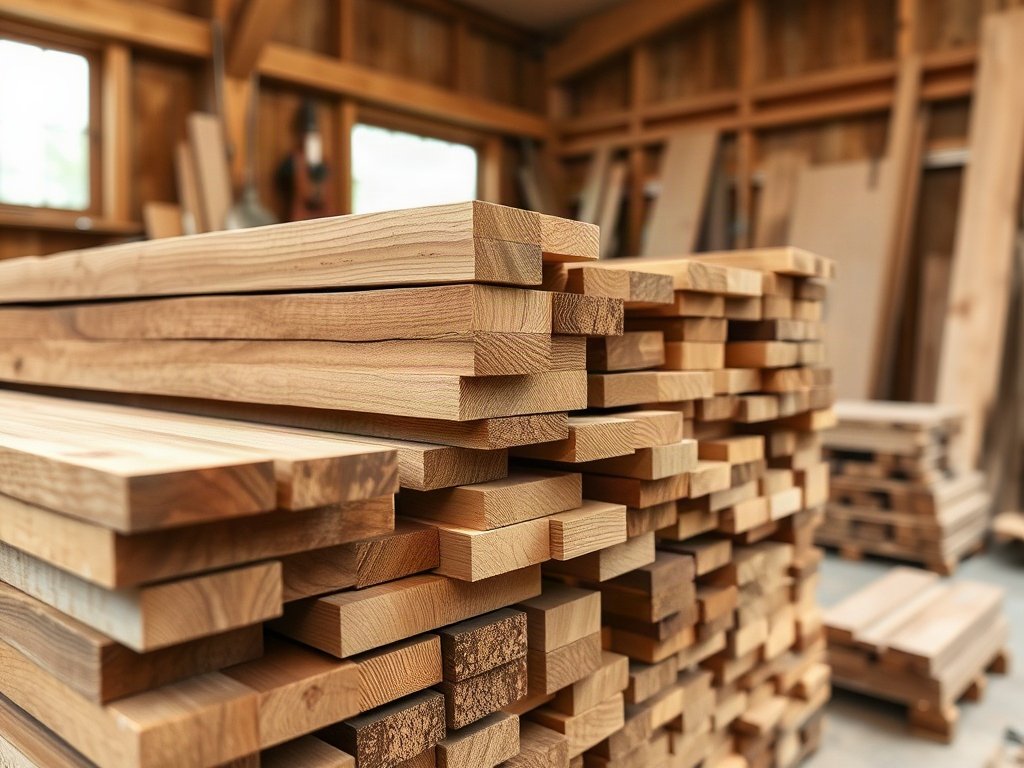 Tủ rượu tân cổ điển cho không gian thêm sang trọng Gỗ sồi và gỗ óc chó xếp trong xưởng chuẩn bị đóng tủ rượu