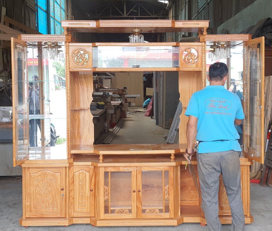 Tủ kệ tivi phòng khách gỗ gõ đỏ MS 3375