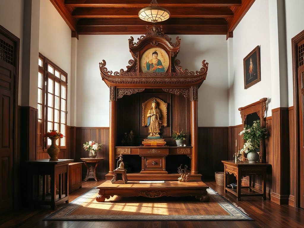 Không gian phòng thờ gia tiên tổng thể