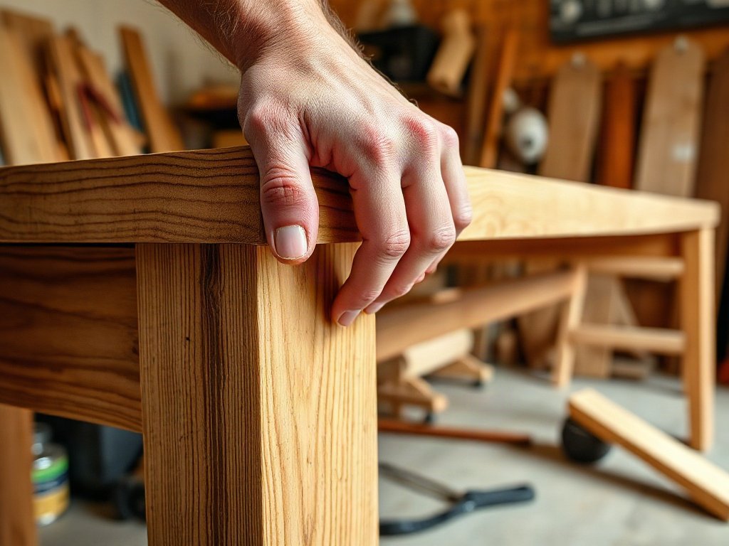 4 sai lầm phổ biến khi chọn bàn ăn gỗ bạn nên tránh Kiểm tra độ chắc chắn khung bàn ăn gỗ bằng cách ấn nhẹ tay