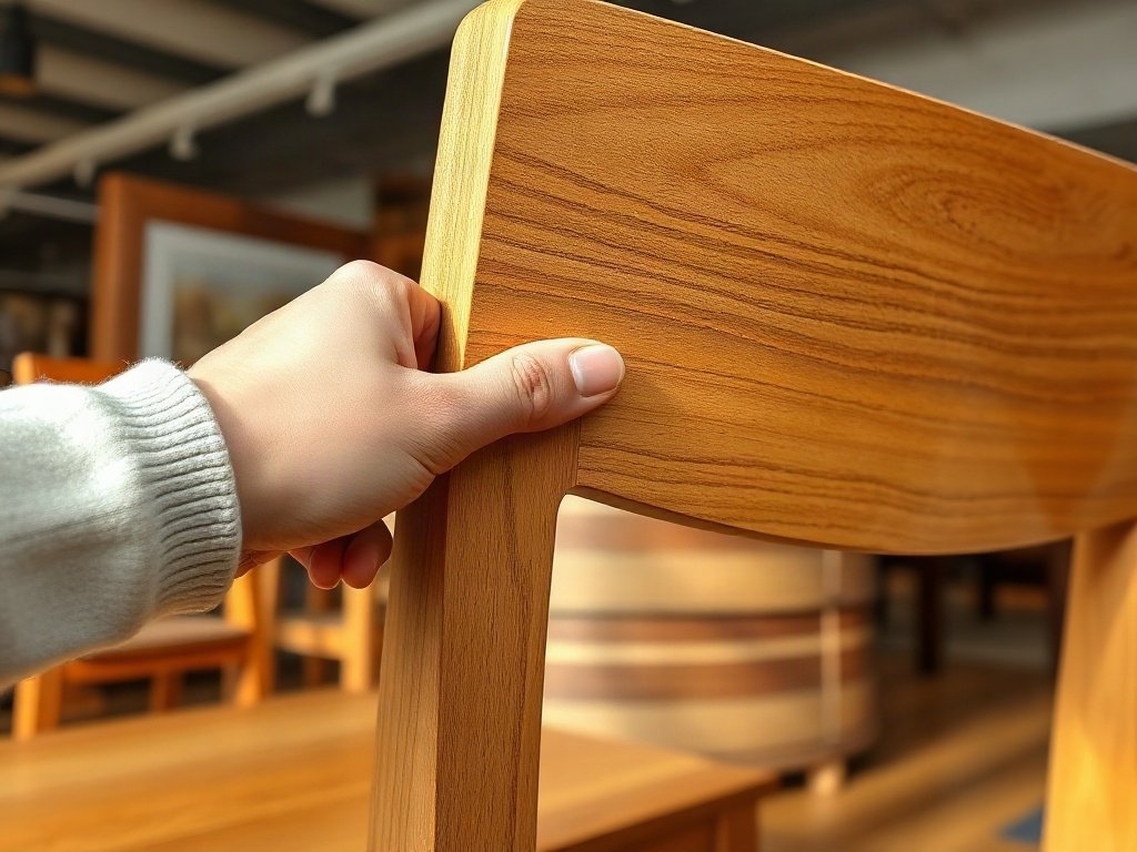 Cách chọn bàn ghế chắc chắn Kiểm tra độ khít mối nối trước khi mua bàn ghế gỗ tự nhiên