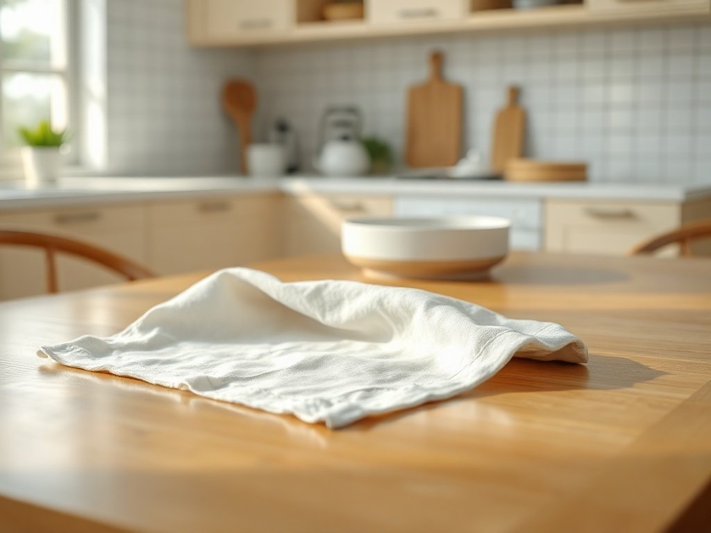 6 Cách Vệ Sinh Bàn Ăn Gỗ Sạch, Bền Đẹp Từ Thợ Mộc 20 Năm lau bàn ăn gỗ bằng khăn cotton mềm mỗi ngày