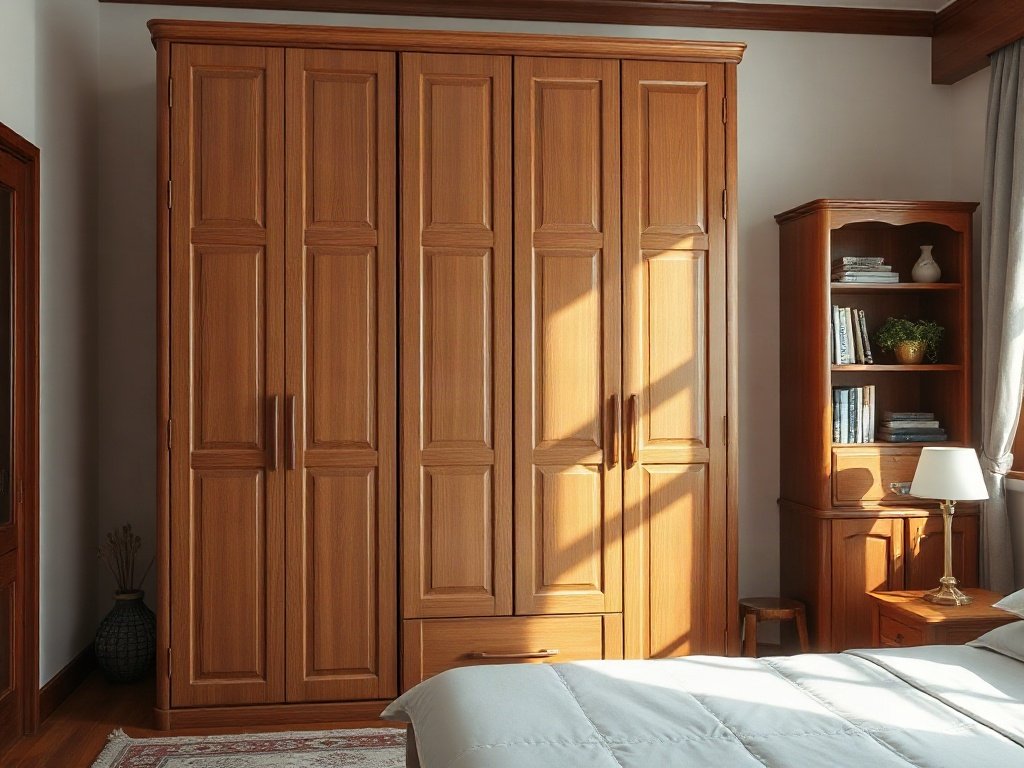 Mặt tủ quần áo gỗ tự nhiên sau khi đánh bóng bảo vệ hoàn thiện