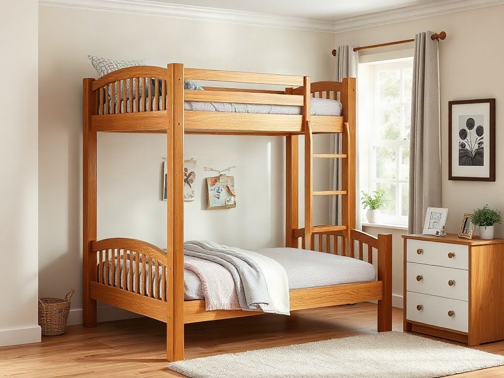 Giường 2 tầng tại quận 8 đẹp bền chắc chắn tiện lợi Mẫu giường 2 tầng cao cấp phủ sơn bóng vân gỗ nổi bật