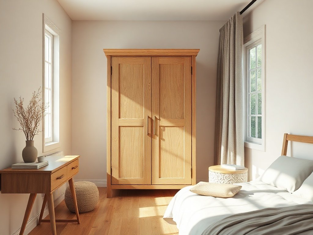 Tủ Quần Áo Tại Thủ Đức Giá Rẻ – Chất Lượng Không Hề Rẻ Phòng ngủ nhỏ đặt tủ quần áo hai cánh gỗ tự nhiên gọn gàng