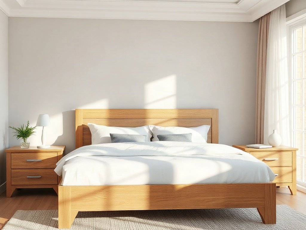 7 lợi ích khi mua giường gỗ công nghiệp tại Quận 6 Phòng ngủ phối giường gỗ công nghiệp cùng tủ đầu giường đồng bộ