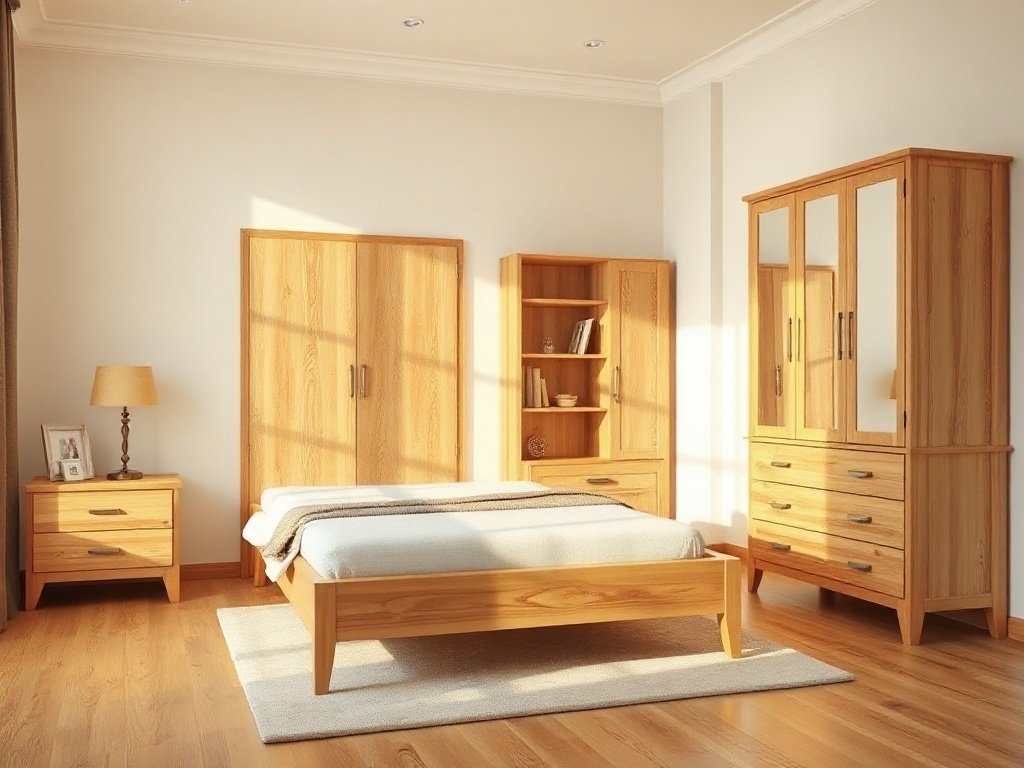 Giường Ngủ Đẹp Tại Quận Tân Bình - Tạo Dựng Không Gian Nghỉ Ngơi Lý Tưởng Phòng ngủ phối giường ngủ cao cấp cùng tủ và bàn trang điểm gỗ đồng màu