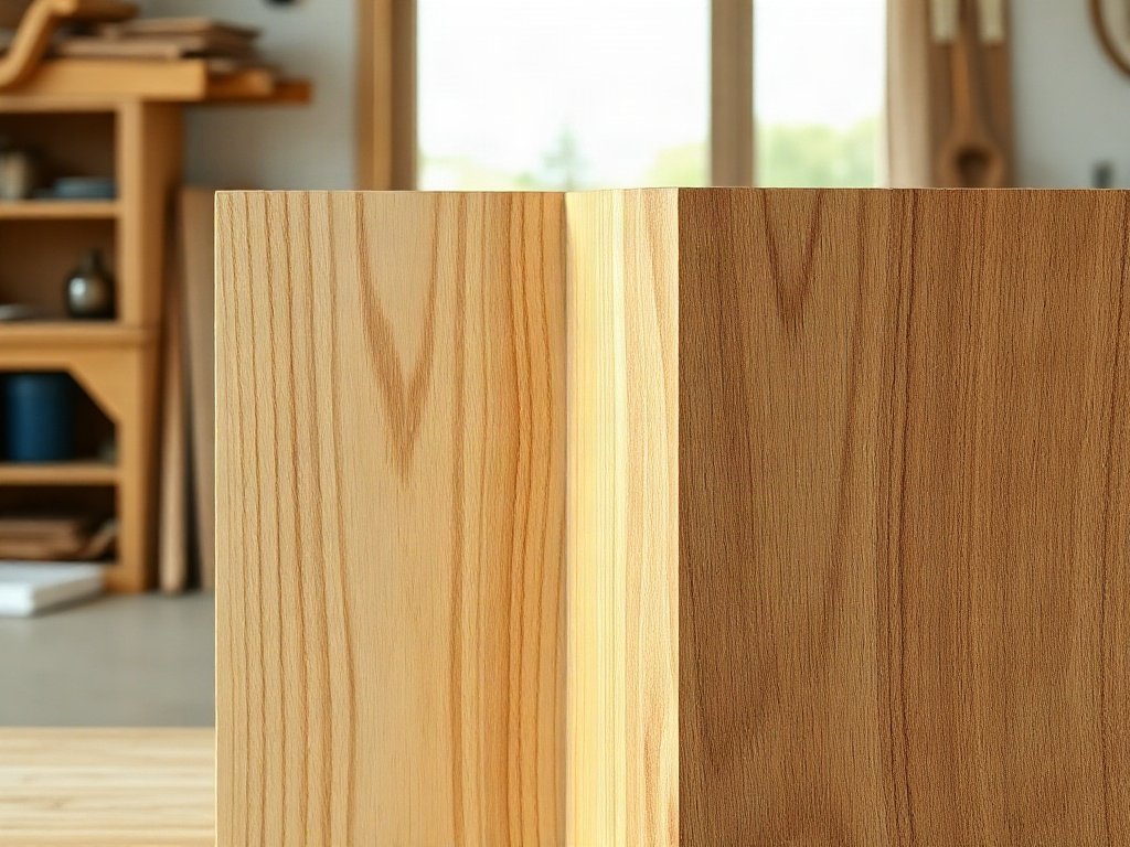 So sánh bề mặt gỗ tự nhiên và gỗ công nghiệp làm bàn thờ ông địa