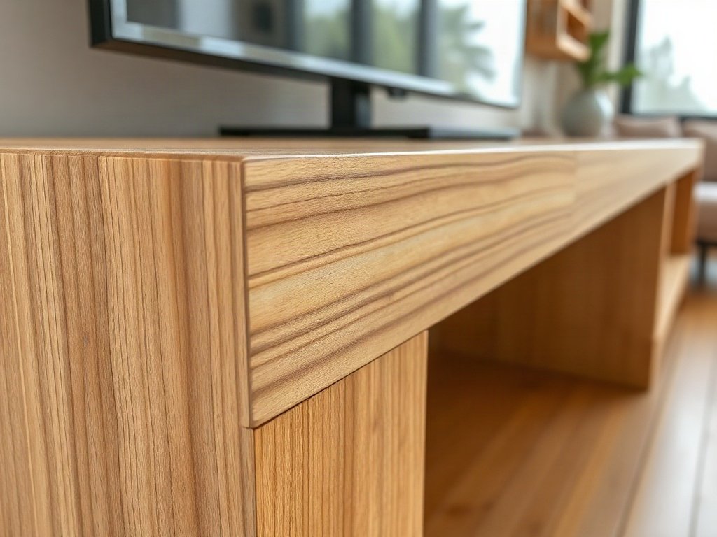 So sánh cạnh gỗ tự nhiên và veneer khi chọn mua kệ tivi