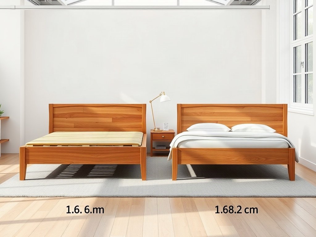 Giá giường gỗ công nghiệp 1m8 bền đẹp cho phòng ngủ So sánh kích thước giường gỗ công nghiệp 1m6 và 1m8 trong showroom