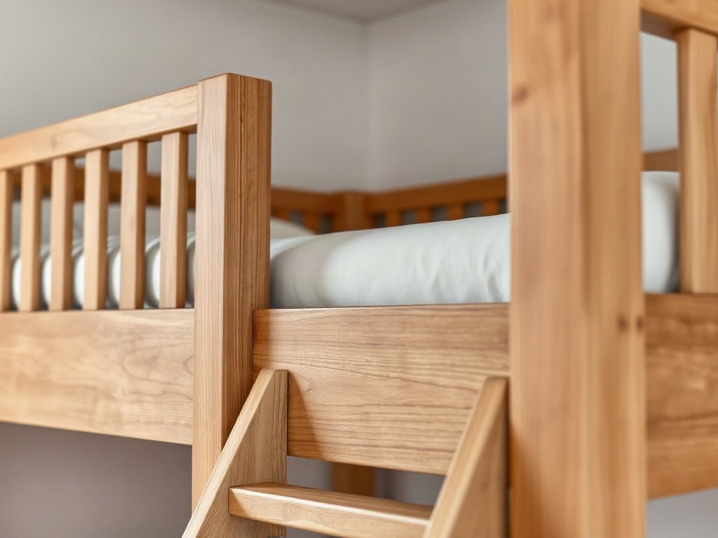 Giường 2 tầng tại quận 8 đẹp bền chắc chắn tiện lợi Thanh chắn và bậc thang an toàn trên giường 2 tầng trẻ em