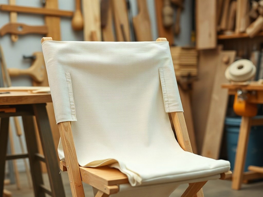Thay vải bố mới cho ghế xếp gỗ tự nhiên