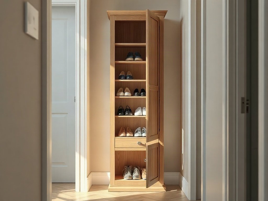 Tủ giầy cao và mỏng lắp vừa hành lang nhà hẹp