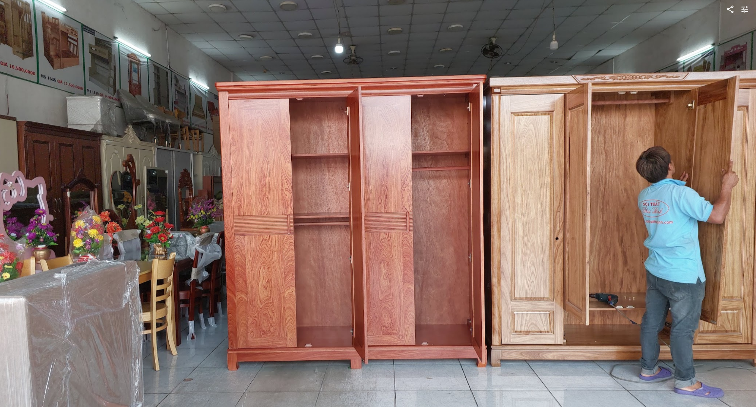 Tủ quần áo gỗ tự nhiên cánh kính MS 3117